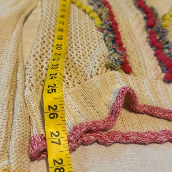 ANTHROPOLOGIE Angel Of The North Sweater Sz S Pom Poms‎ Fringe Long
Sleeves BOHO - Picture 8 of 11